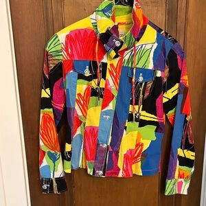 Vibrant Multicolor Graphic Print Jacket